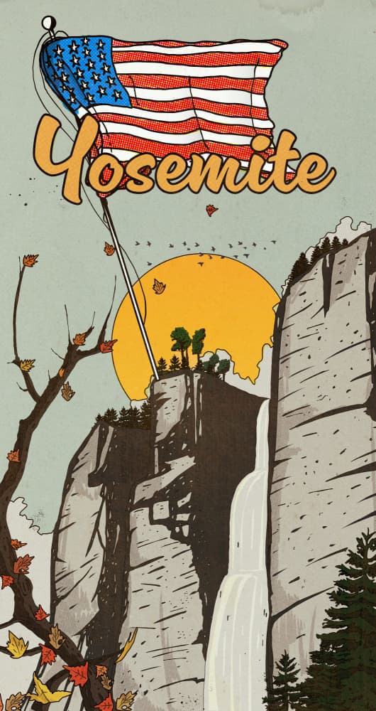 Iconic Yosemite Waterfall Flag by Nicholas — canvas wall art