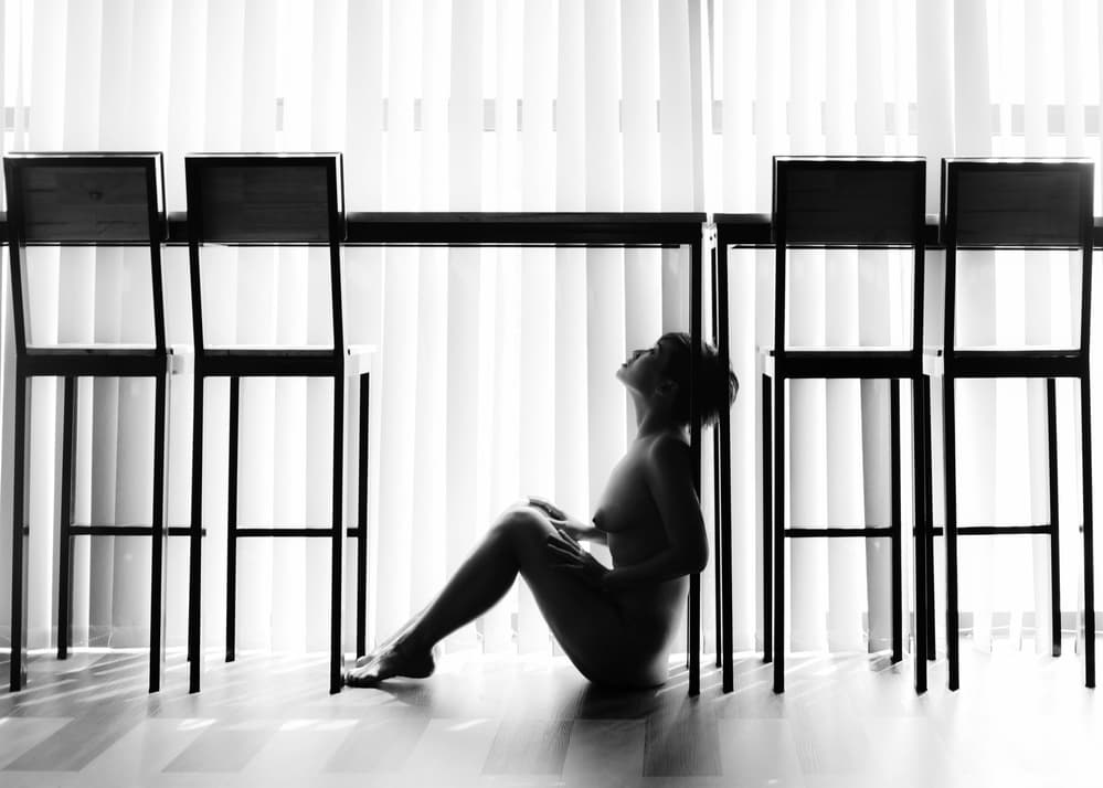 Contemplative Bare Silhouette by Thanakorn Chai Telan — canvas wall art