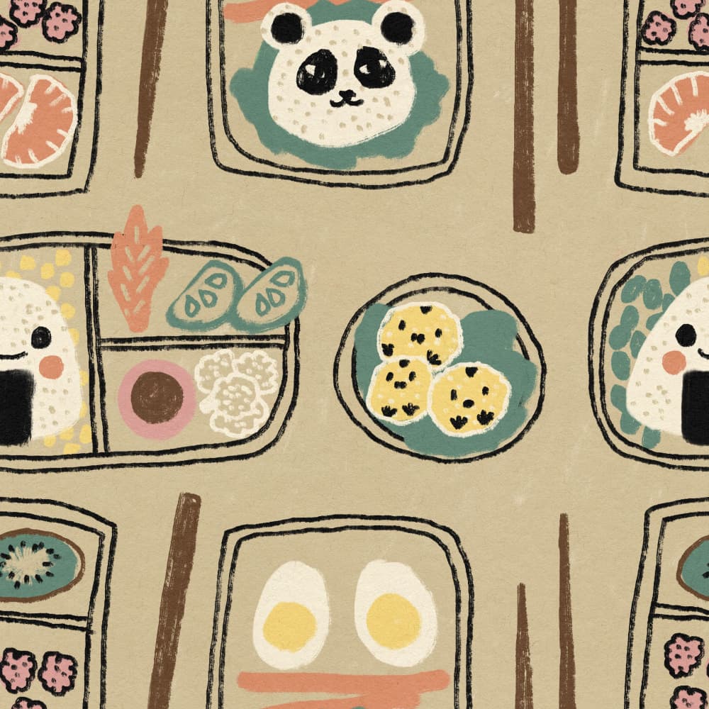 Panda Onigiri Bento by Raipa Studio — canvas wall art