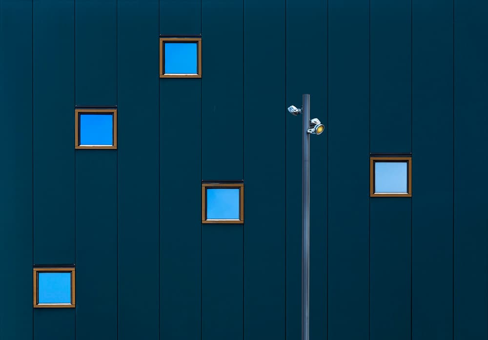 Geometric Blue Windows by Wim Schuurmans — canvas wall art