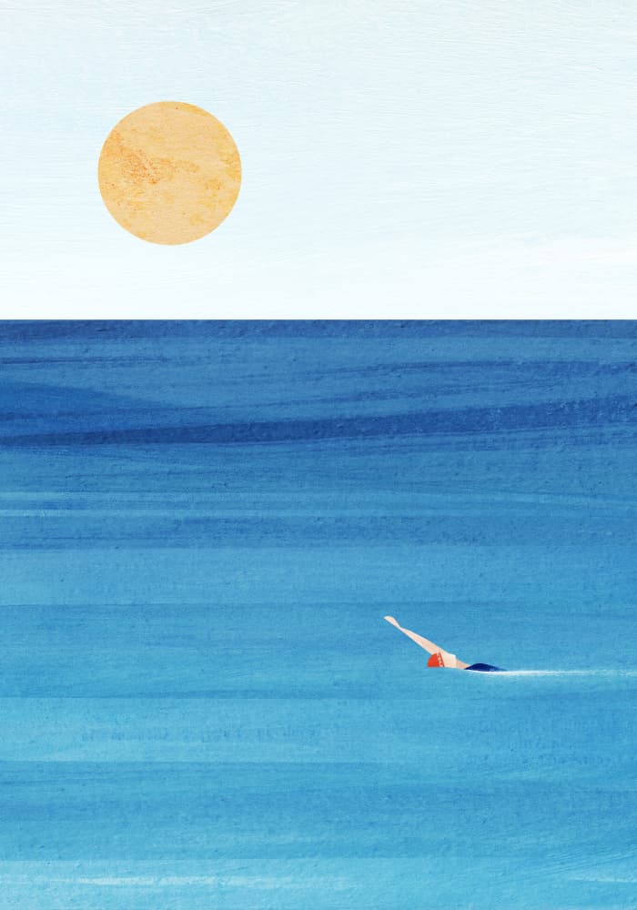 Solitary Ocean Swimmer by longwayhome — canvas wall art