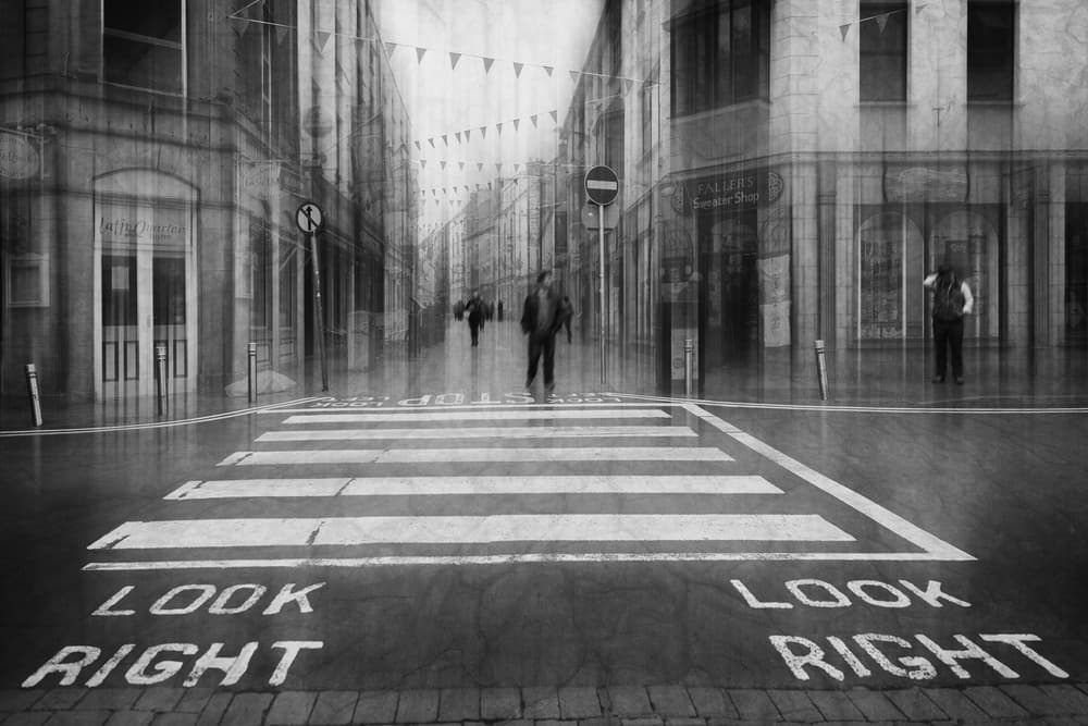 Look Right City Street by Roswitha Schleicher-Schwarz — canvas wall art
