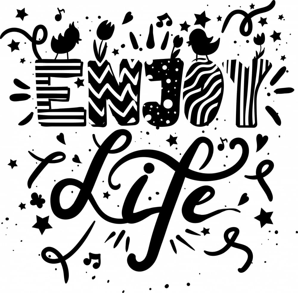 Enjoy Life Whimsical Typography by Marika Barsrsind β canvas wall art