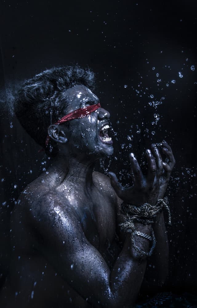 Screaming Blindfolded Man by Dipankar Paul — canvas wall art