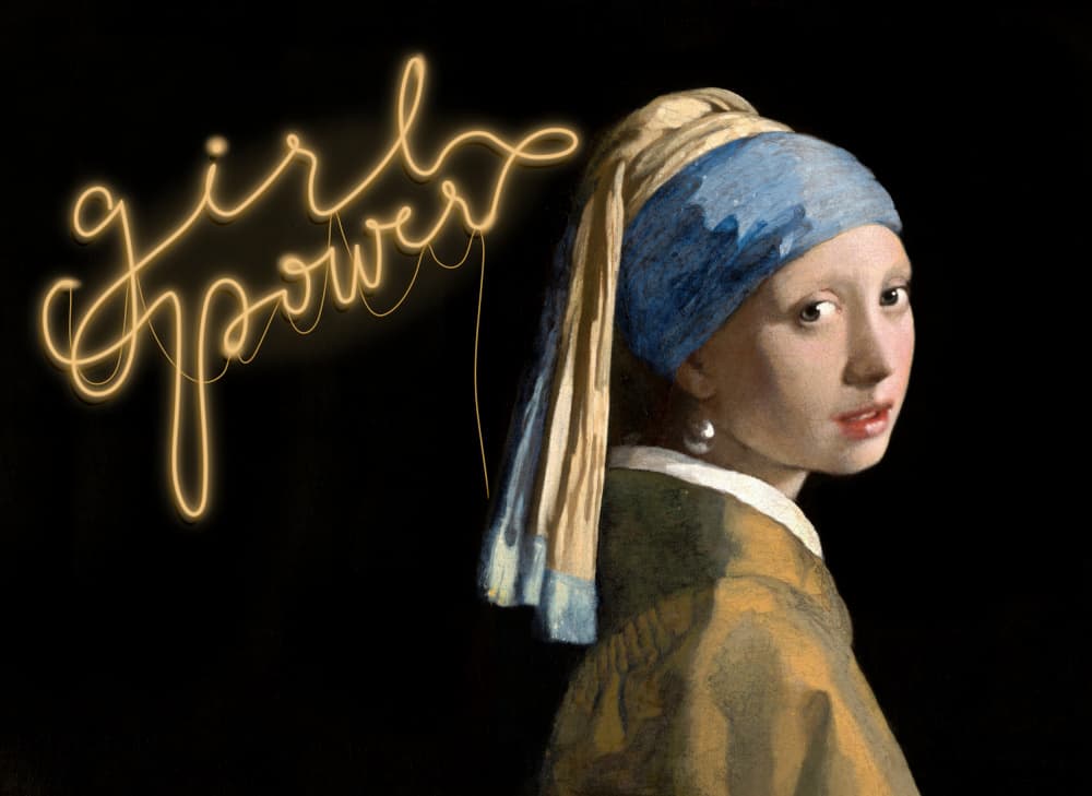 Girl Power Neon Portrait by Marja van den Hurk — canvas wall art