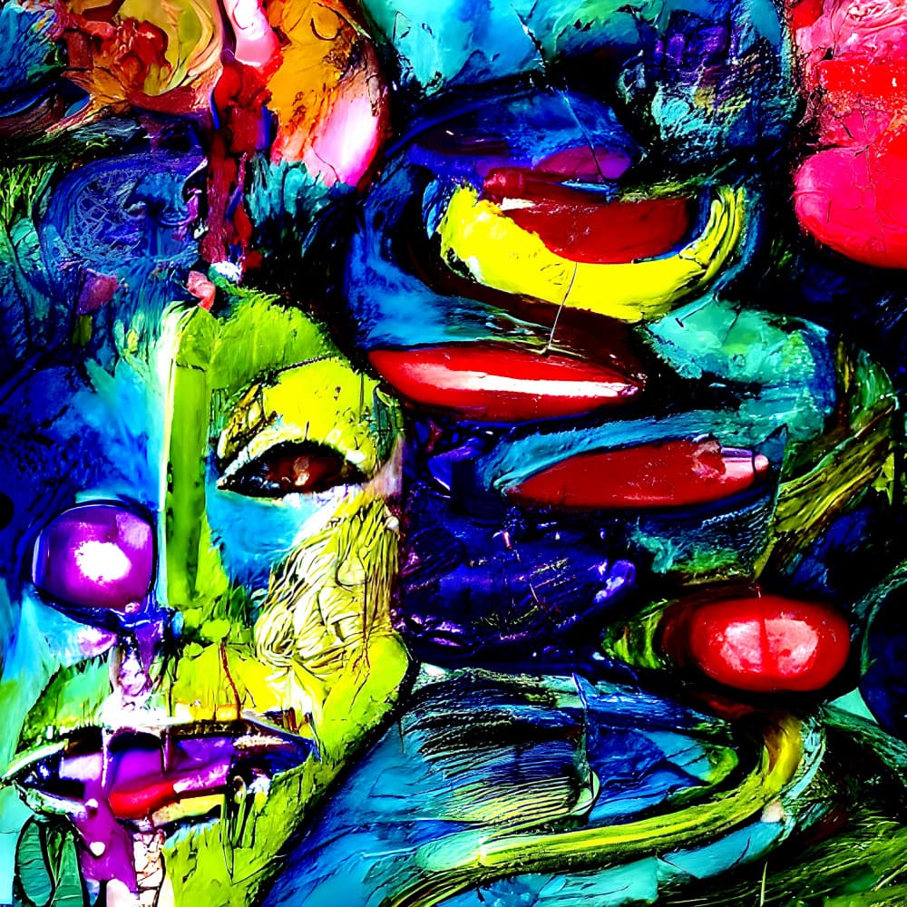 Vibrant Abstract Face by mnemonixART — canvas wall art