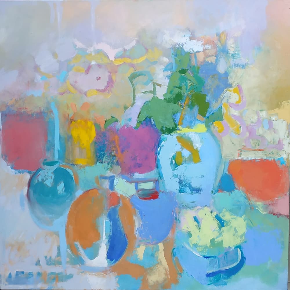 Colorful Still Life Flowers by Elena Shraibman — canvas wall art