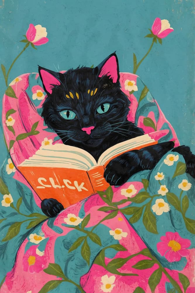 Cozy Reading Cat by The Art Concept — canvas wall art