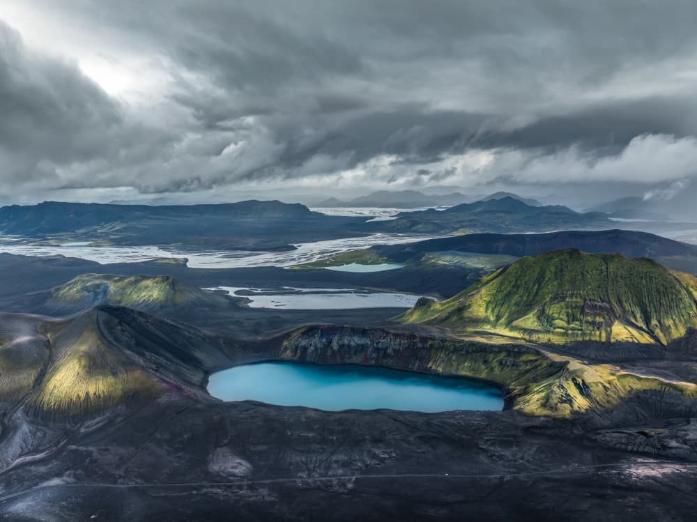 Dramatic Volcanic Lake View by Jacek Swiercz — canvas wall art