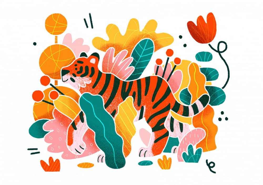 Vibrant Jungle Tiger by Eliott Bulpett — canvas wall art