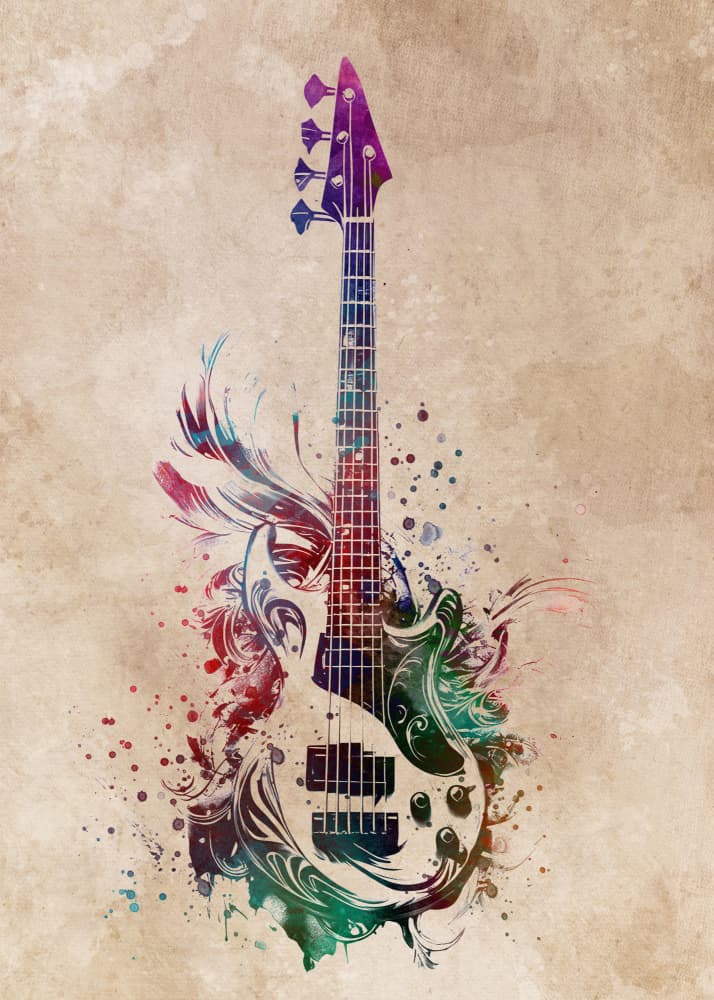Watercolor Bass Art by Justyna Jaszke — canvas wall art