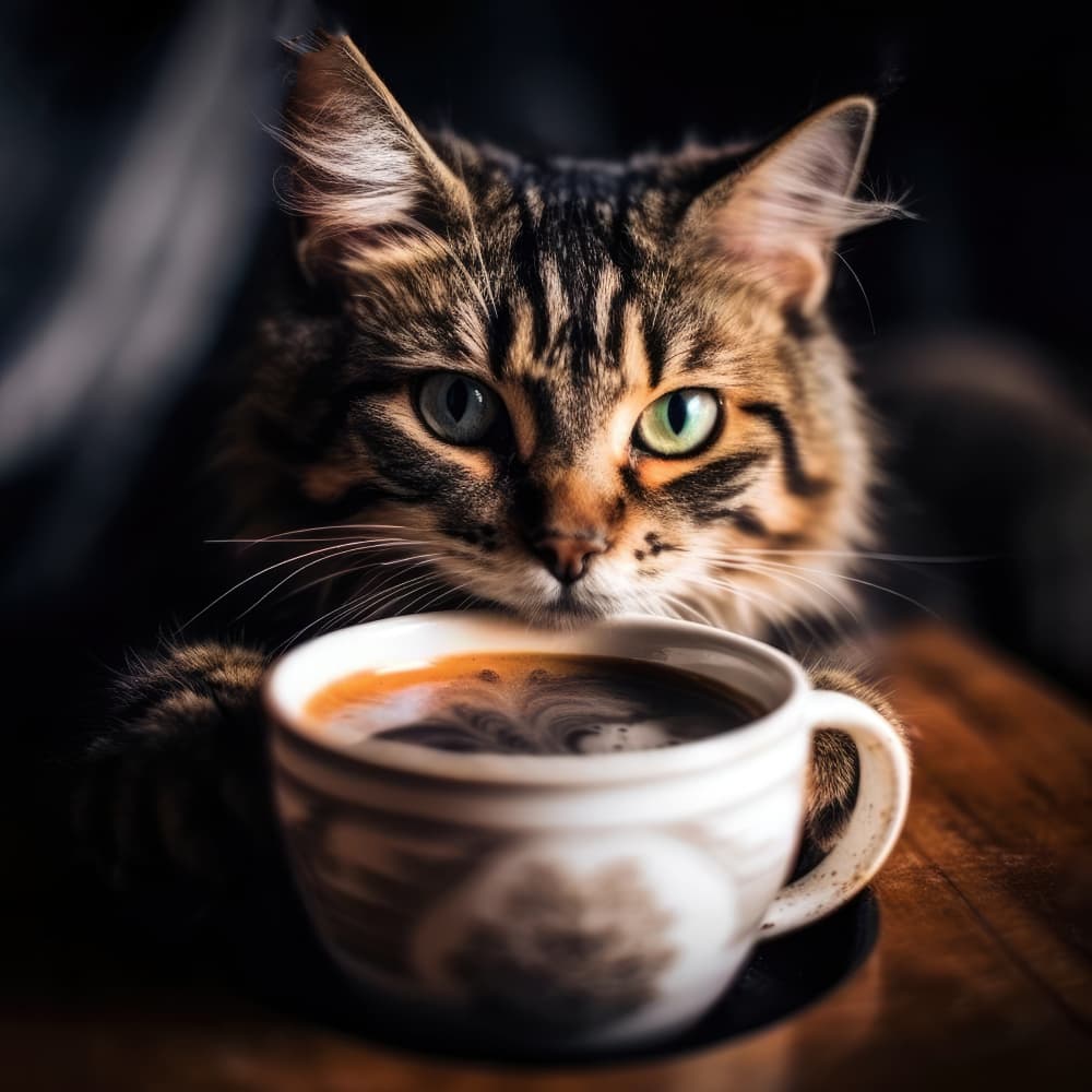 Curious Coffee Cat by Justyna Jaszke — canvas wall art