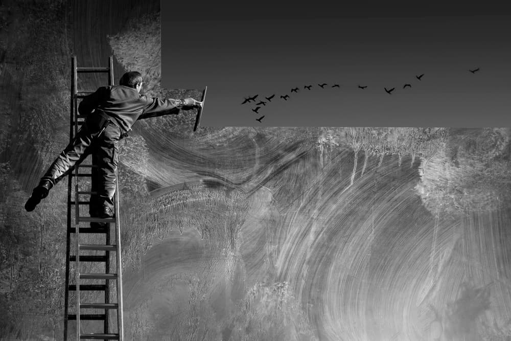 Man Painting The Sky by Ekkachai Khemkum — canvas wall art