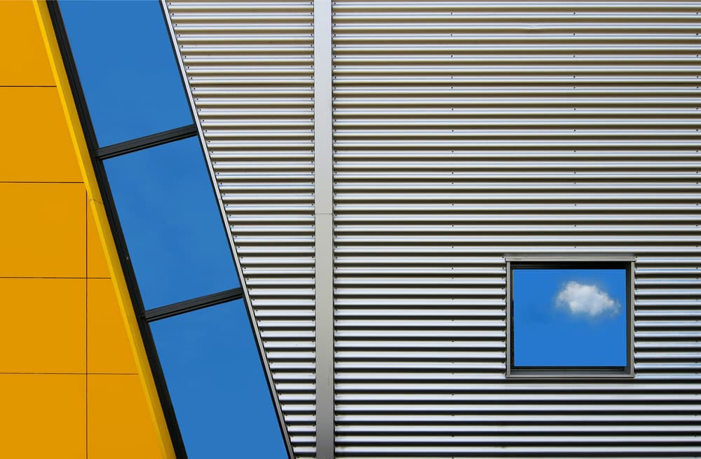 Yellow Blue Architectural Abstract by Henk van Maastricht — canvas wall art