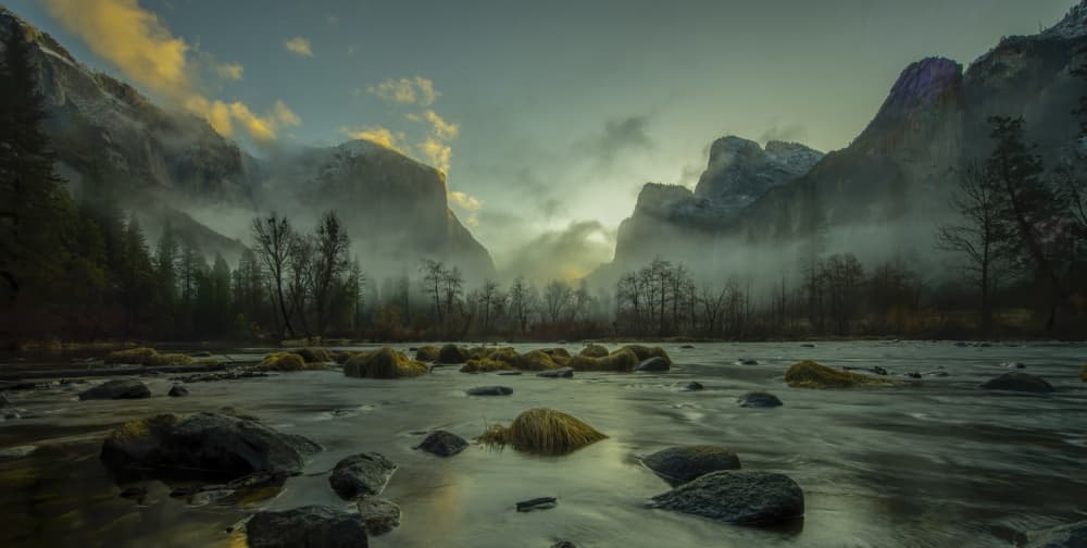 Misty River Valley by Judy Tseng — canvas wall art