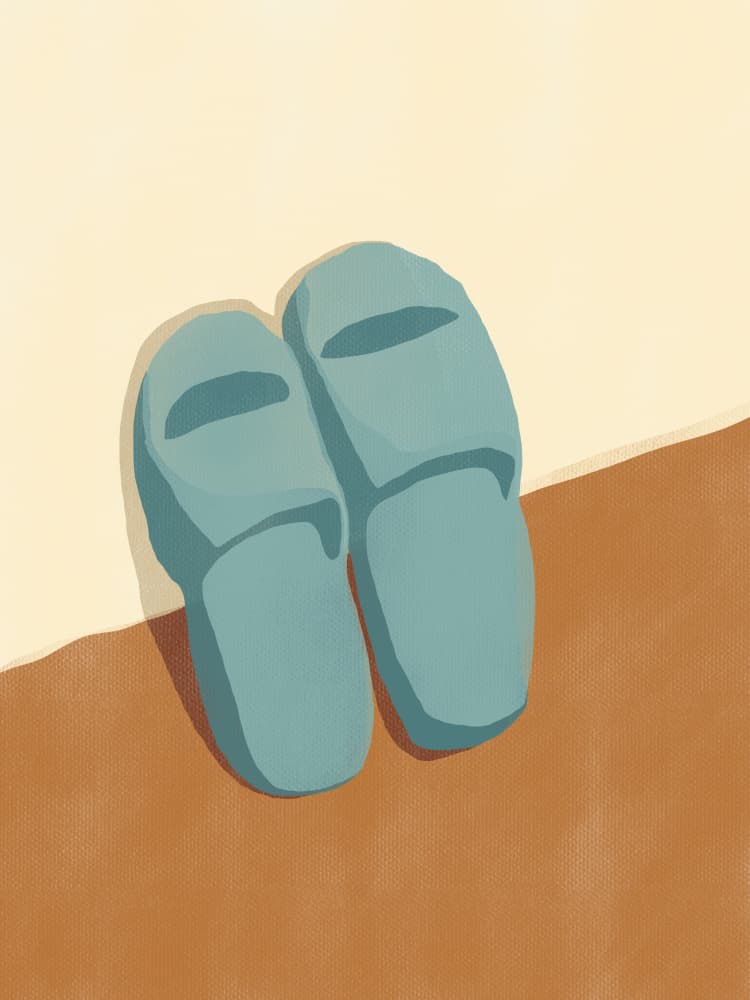 Cozy Blue Slippers by Little Dean — canvas wall art