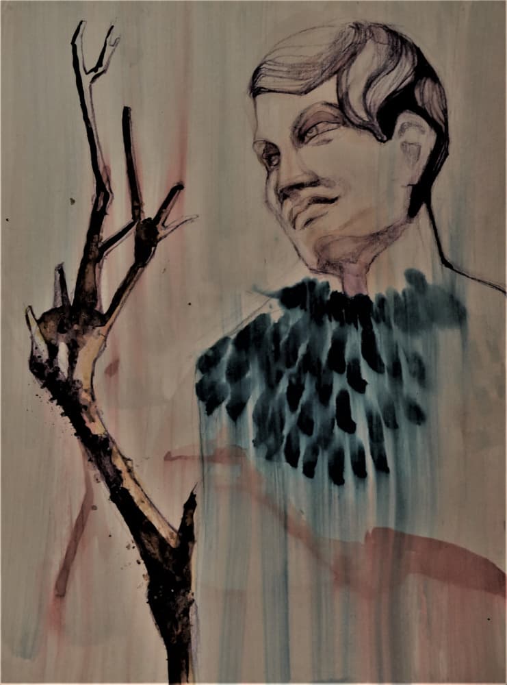 Contemplative Man Branch by Doris Schmitz — canvas wall art