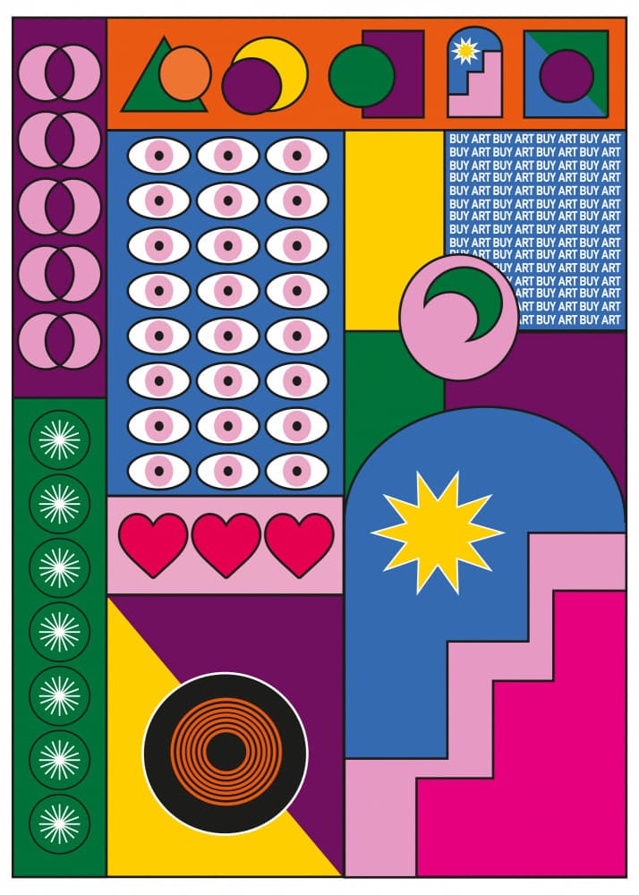 Colorful Geometric Eyes by SERGIO ORTIZ — canvas wall art