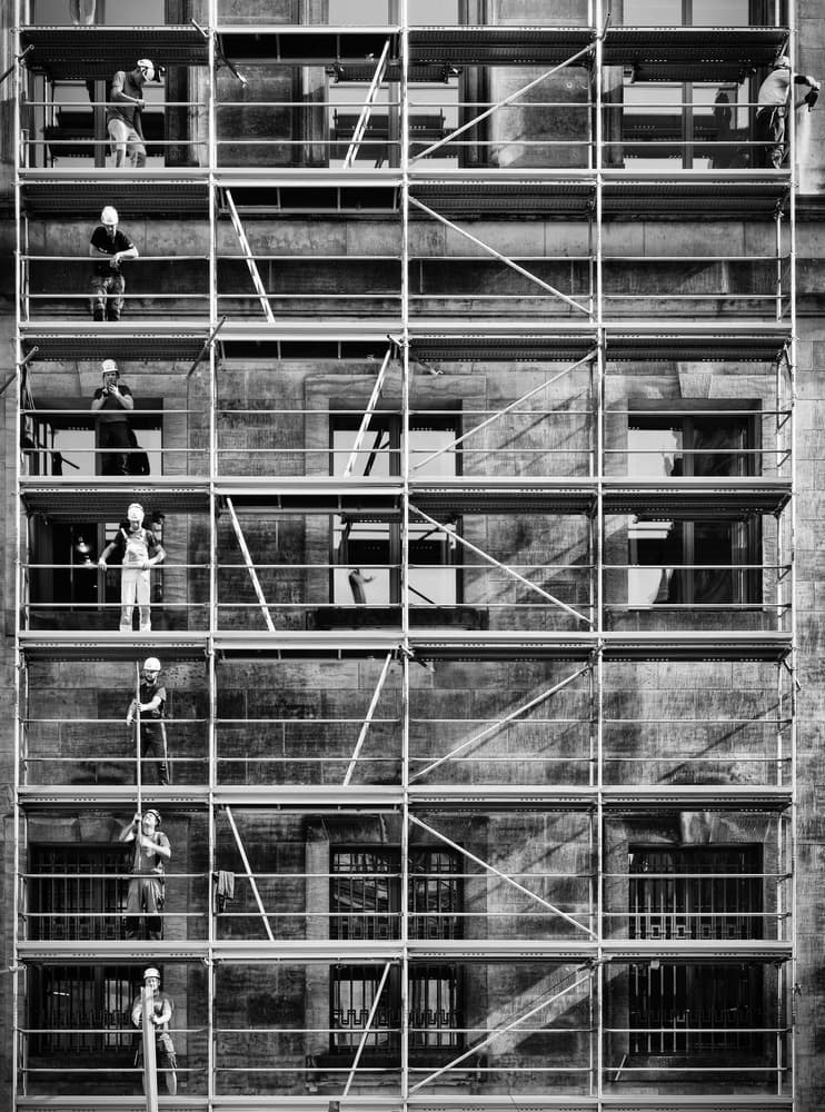 Urban Construction Workers by Peter Pfeiffer — canvas wall art