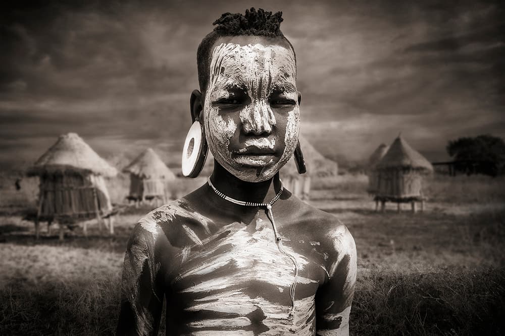 Tribal Boy Painted Face by Svetlin Yosifov — canvas wall art