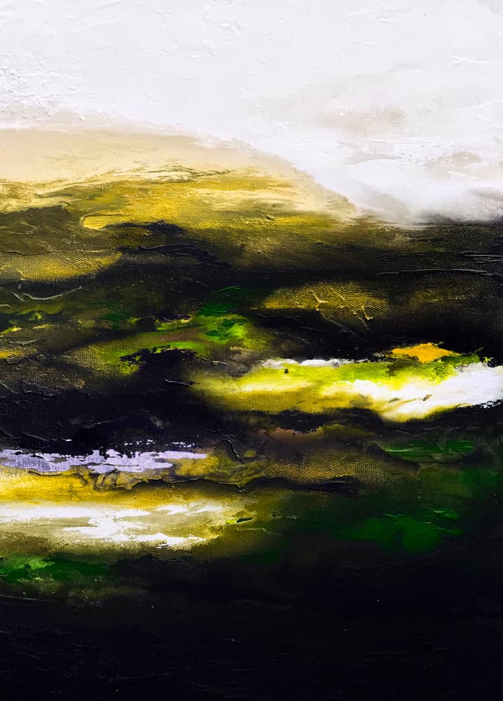 Green Gold Abstract Landscape by Alyson Storms — canvas wall art