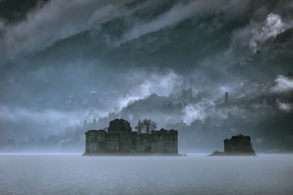 Misty Island Castle by Uschi Hermann — canvas wall art