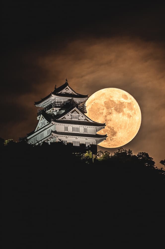 Orange Moonlit Castle by まちゅばら/Hiroki Matsubara — canvas wall art