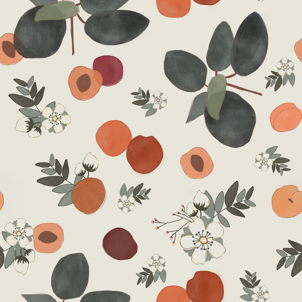 Fresh Peach Floral Pattern by Menina Lisboa — canvas wall art