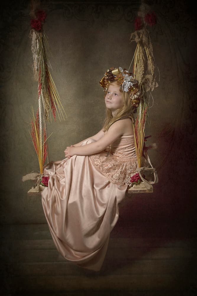 Fairytale Girl on Swing by Carola Kayen-Mouthaan — canvas wall art