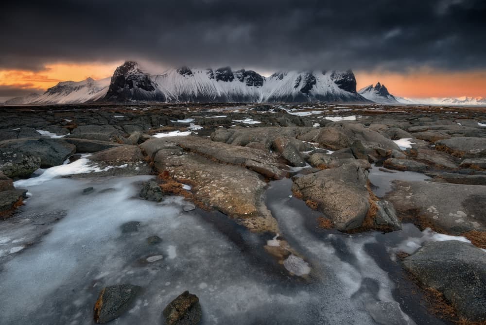 Icy Mountain Sunset by Adam Pachula — canvas wall art