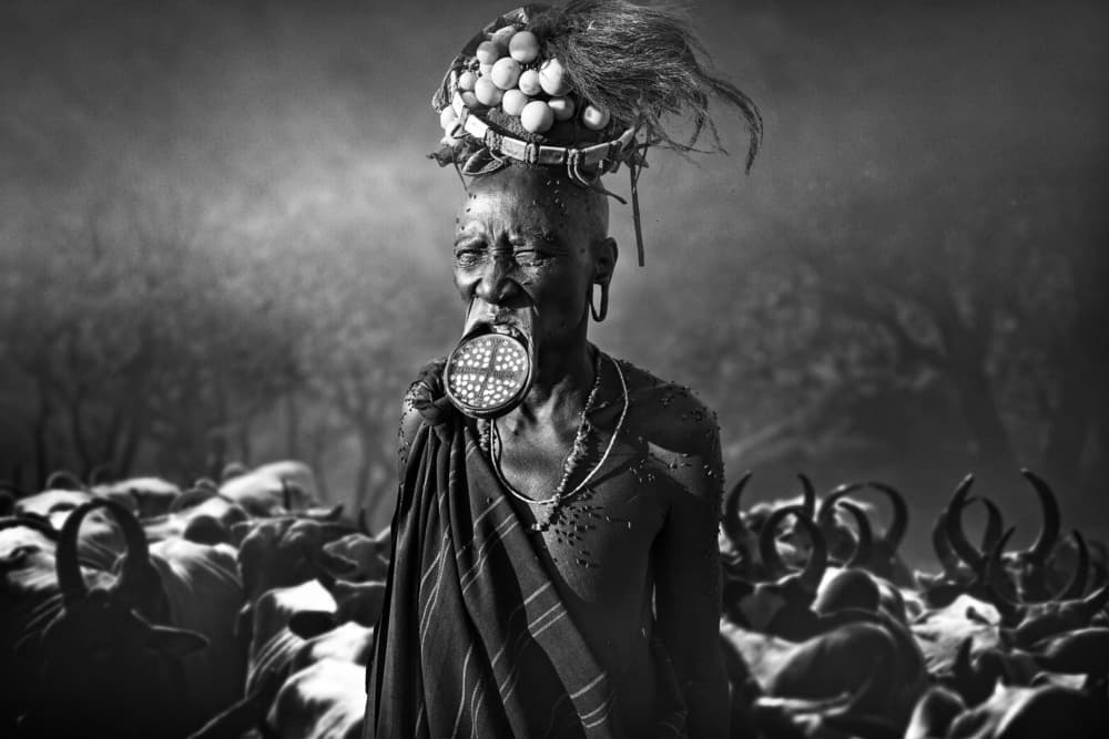 African Lip Plate Portrait by Svetlin Yosifov — canvas wall art