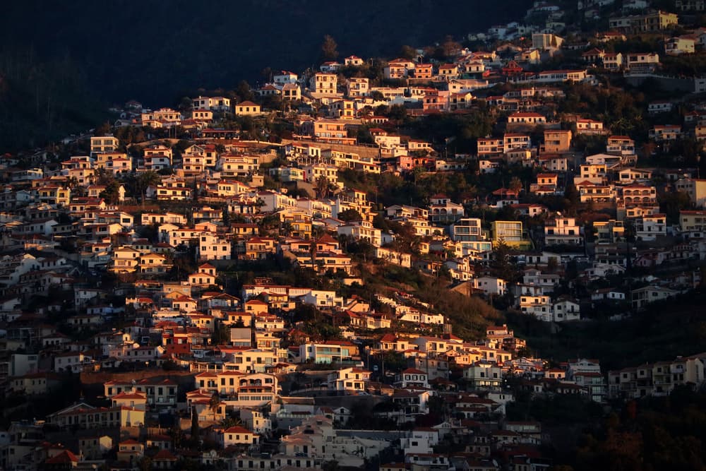 Golden Hour Hillside Town by Hans-Wolfgang Hawerkamp — canvas wall art