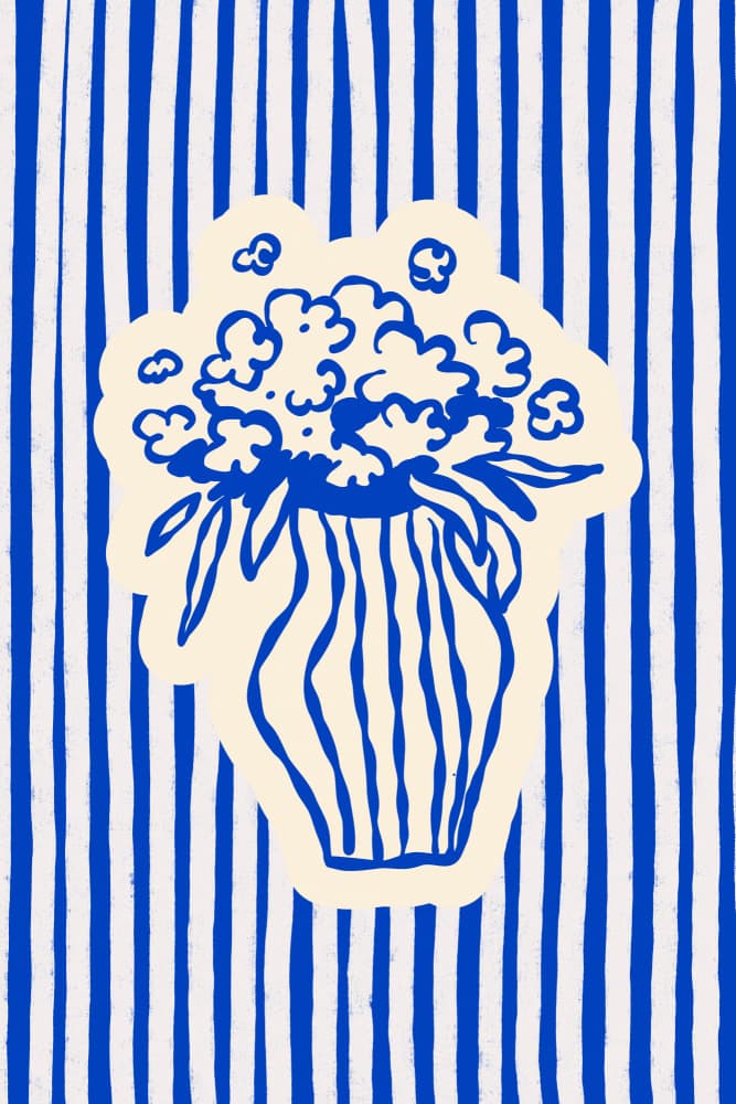 Blue Striped Bouquet by Treechild — canvas wall art