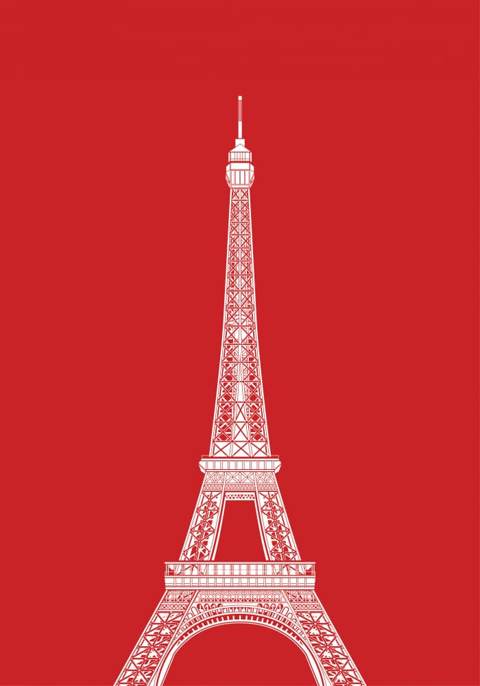 Eiffel Tower In Red by zaglono — canvas wall art