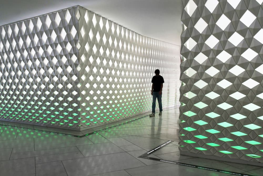 Man in Illuminated Hallway by Renate Reichert — canvas wall art