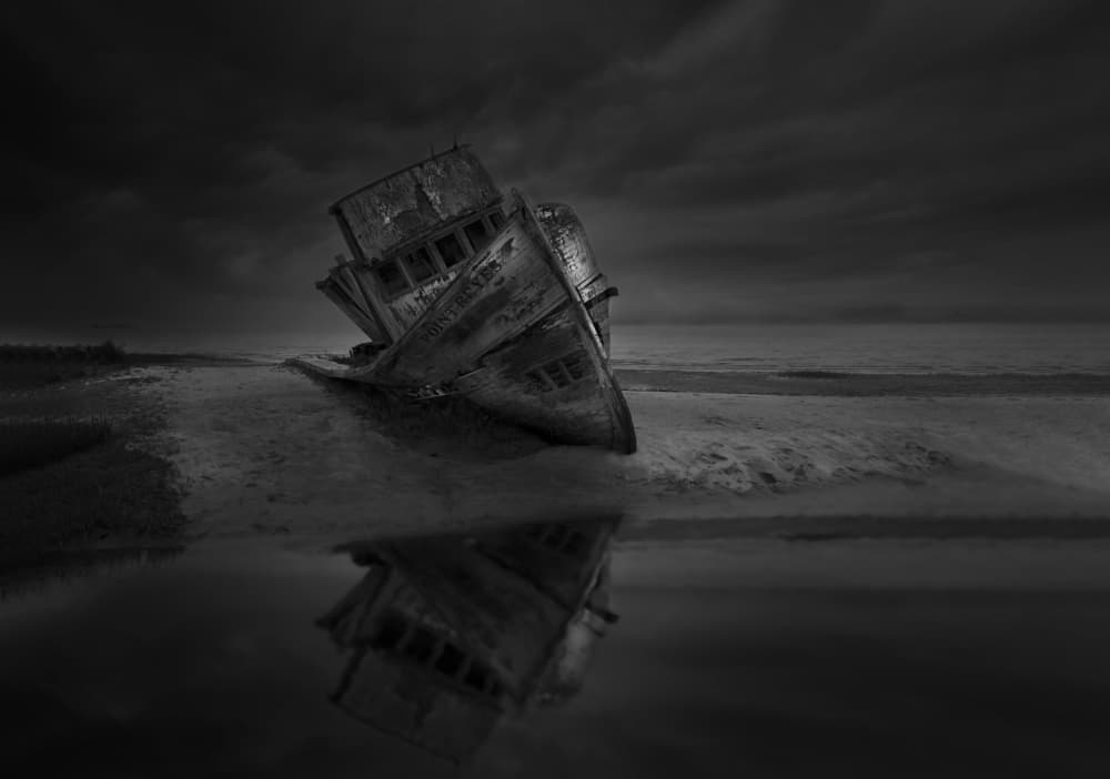 Moody Beach Shipwreck by Larry Deng APA — canvas wall art