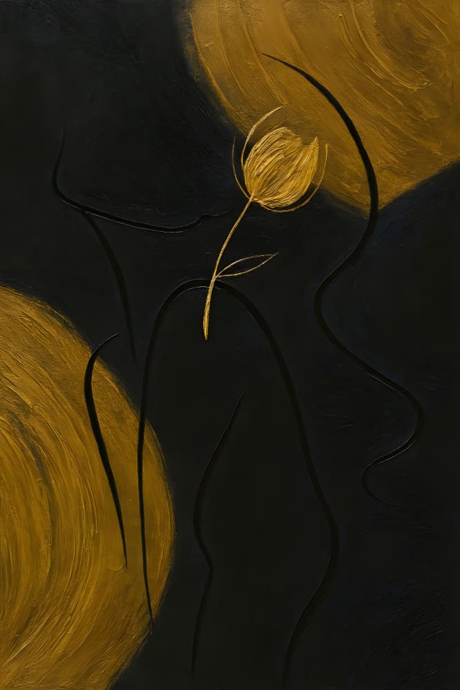 Black Gold Bloom by HUGO — canvas wall art
