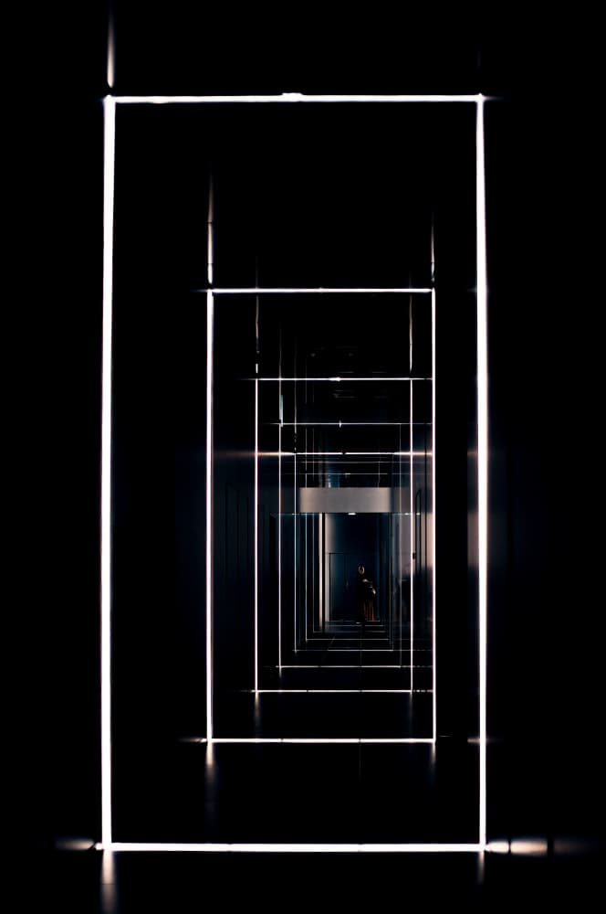 Glowing Geometric Corridor by Yuzo Fujii — canvas wall art