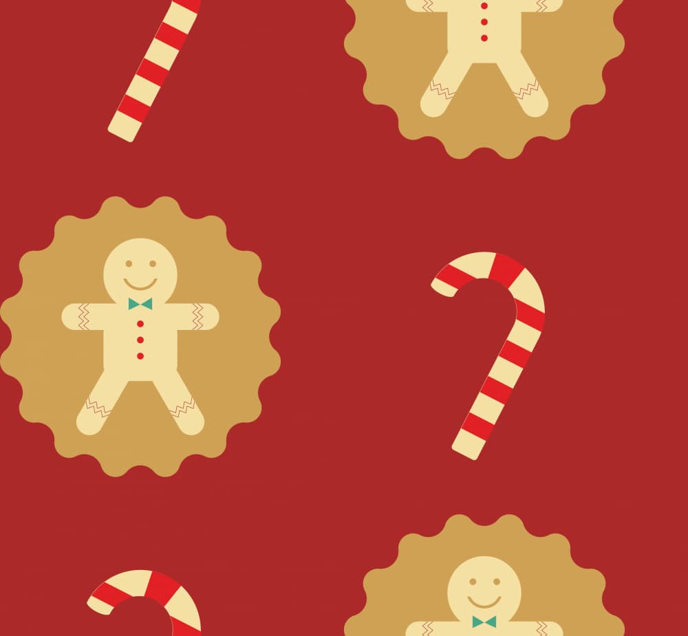 Festive Gingerbread Candy Pattern by Irene Demetri — canvas wall art