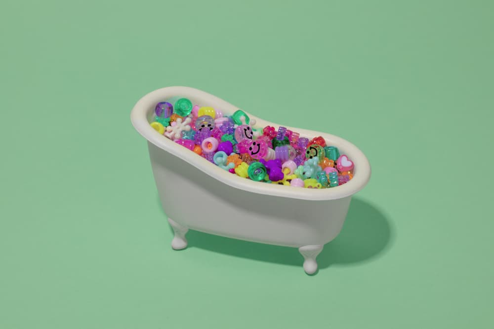 Playful Bead Bath by Julia Ramiro — canvas wall art