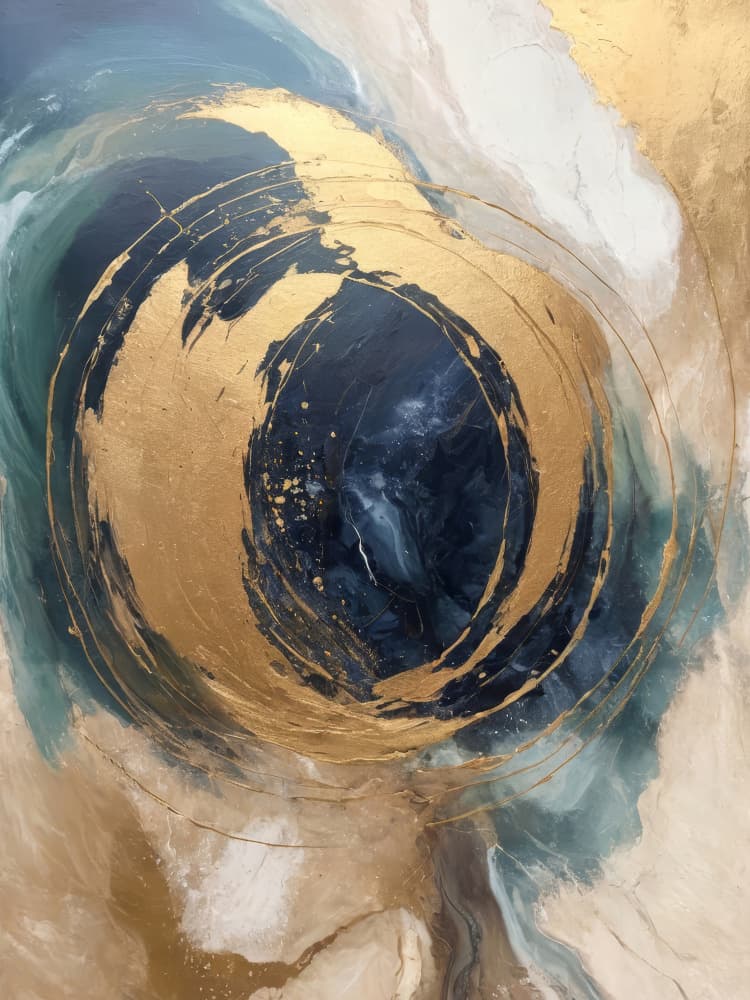 Golden Blue Swirl by Alpenglow Workshop — canvas wall art