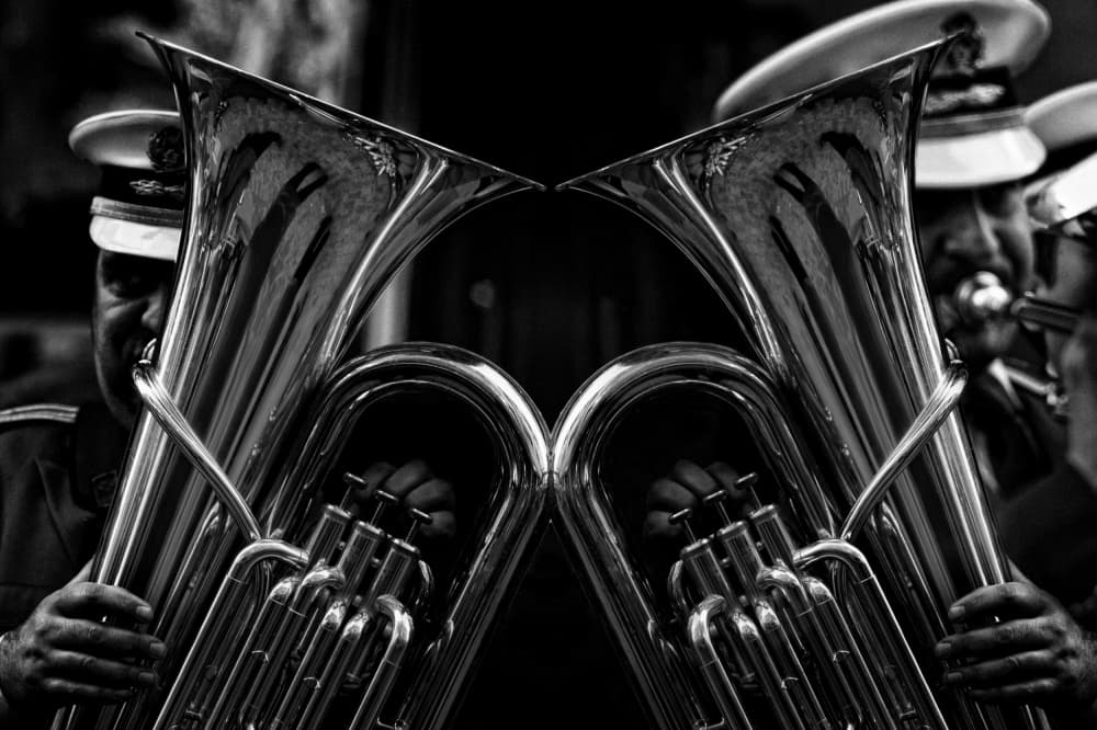 Symmetrical Brass Musicians by nebula — canvas wall art