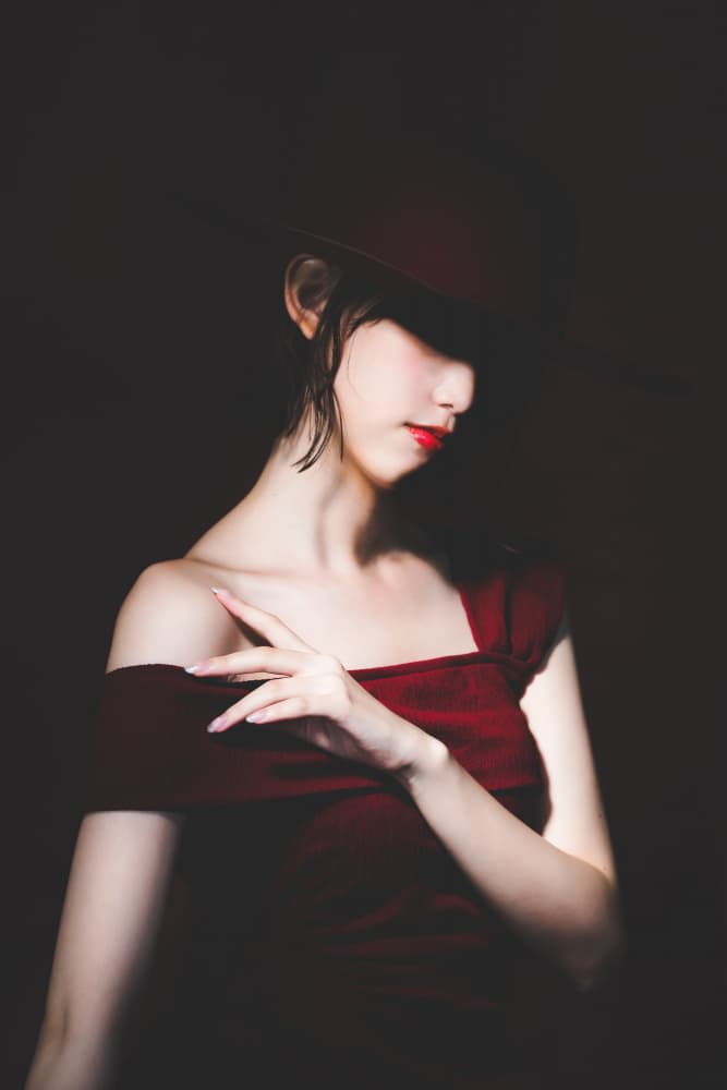 Dramatic Red Portrait by Masatoshi Washimi — canvas wall art
