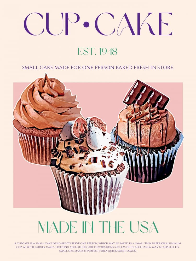 Classic Bakery Cupcakes by Nazma Khokhar — canvas wall art