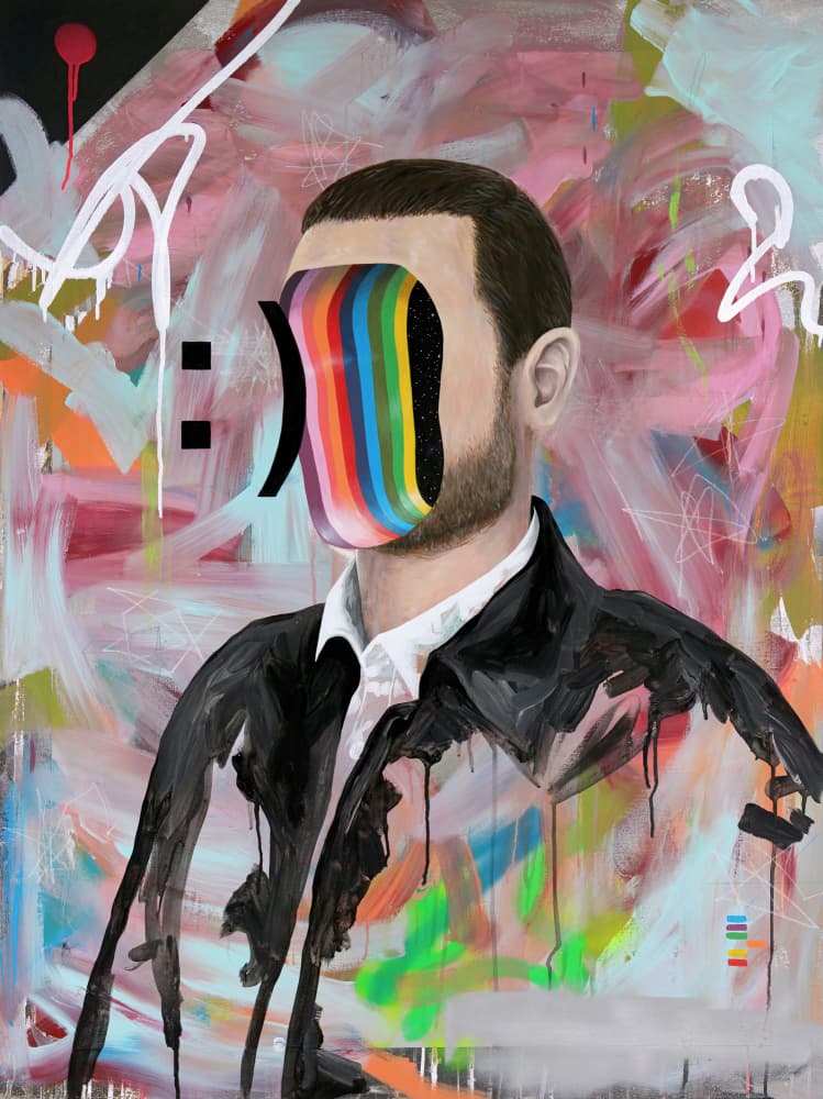 Rainbow Face Expression by Famous When Dead — canvas wall art