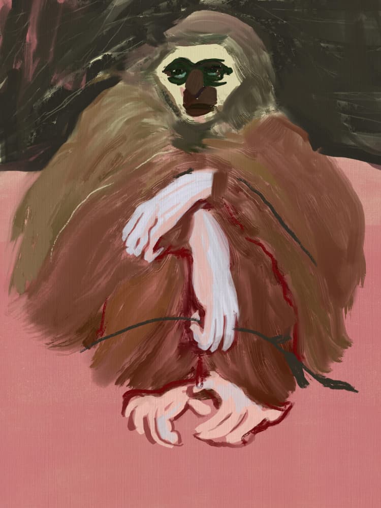 Contemplative Monkey Figure by Little Dean — canvas wall art