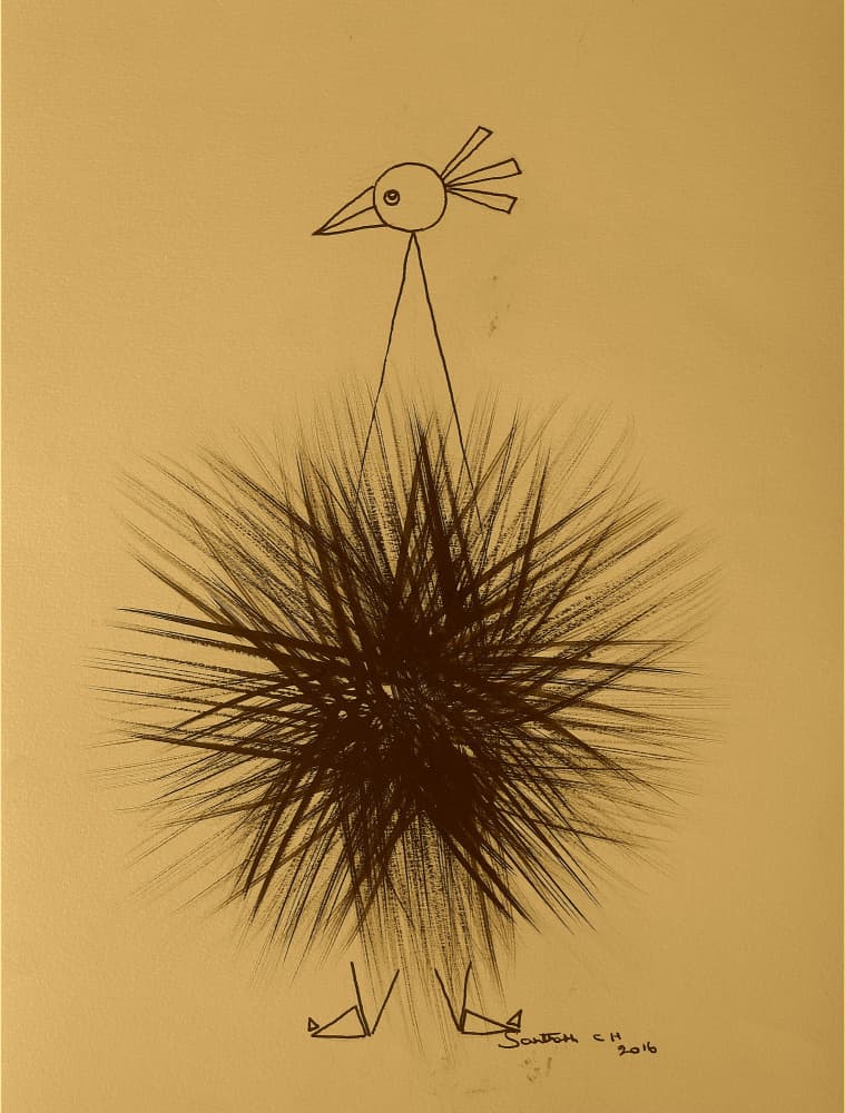 Whimsical Spiky Bird by Santhosh ch — canvas wall art