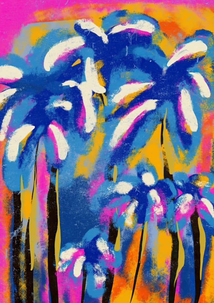 Vibrant Abstract Palms by Treechild — canvas wall art