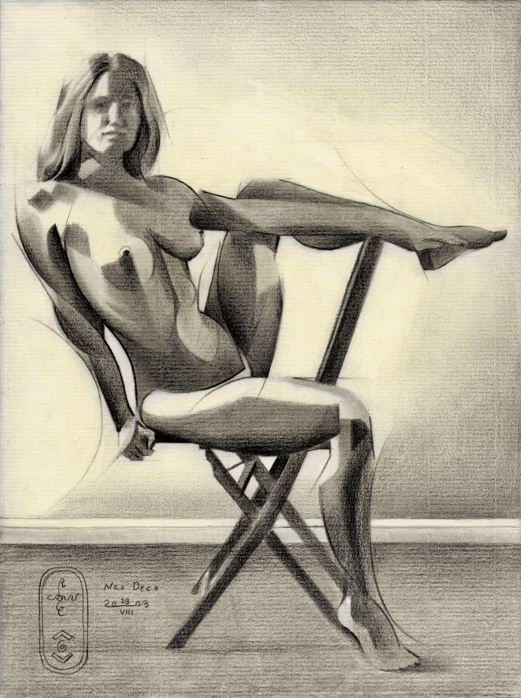 Expressive Seated Nude Figure by Corné Akkers — canvas wall art