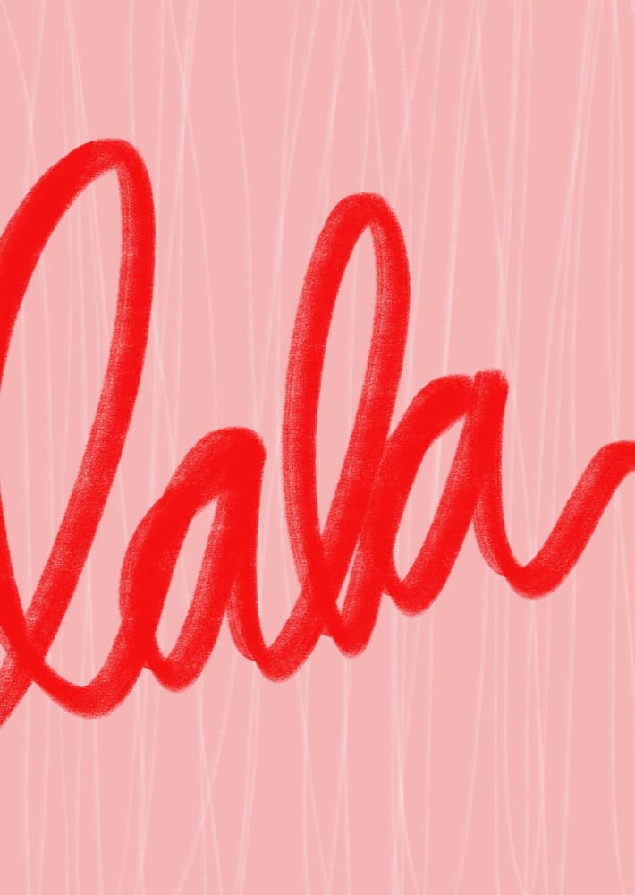 Playful Red Script by Ute Arnold — canvas wall art
